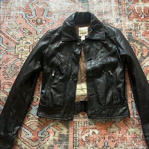 Cropped Black Leather Jacket by Diesel, size small, NWOT, Ret. $700